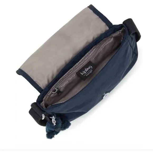 Kipling Sabian Mini Crossbody Bag Blue Bleu 2 Nylon Adjustable Strap Purse - Picture 4 of 5